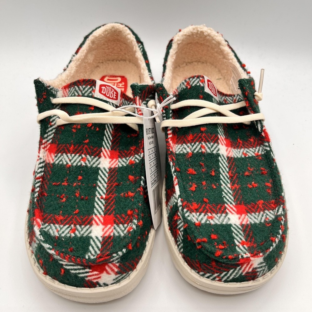 Hey Dude Wendy Womens Size 8‎ Christmas Confetti Plaid Fur Lined Cozy Shoes NEW - Picture 3 of 11